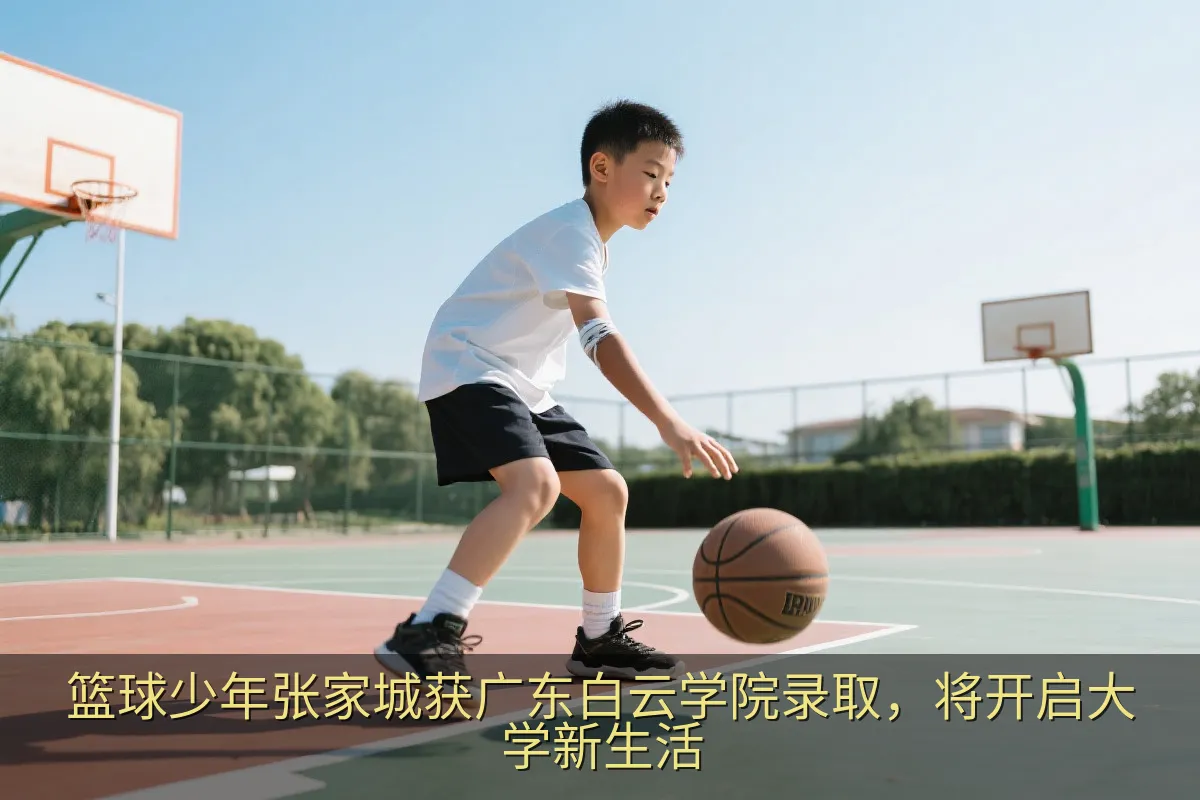 篮球少年在球场训练投篮